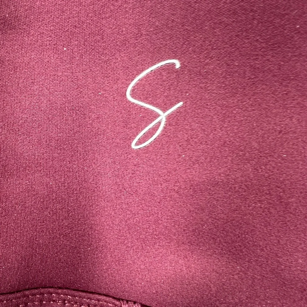 SSYS The Label Flare Leggings Womens S Burgundy High Waist Ankle Zip EUC